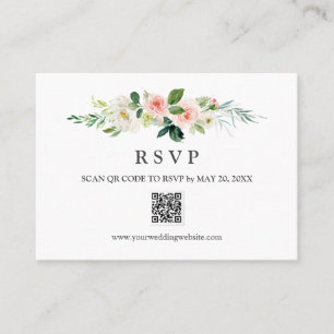 Tarjeta De Visita Boda de CÓDIGO QR RSVP de la boda moderna de Rubor
