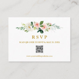 Tarjeta De Visita Boda de CÓDIGO QR RSVP Gold Boda de Rubor moderno