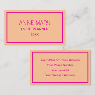 Tarjeta De Visita Boda de color naranja rosa caliente personalizado