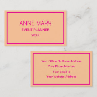 Tarjeta De Visita Boda de color naranja rosa caliente personalizado