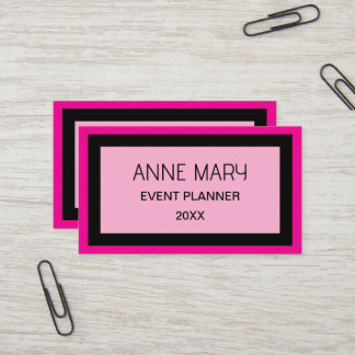 Tarjeta De Visita Boda de color personalizado retro rosa caliente ne