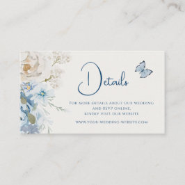 Tarjeta De Visita Boda de detalles románticos de la floral azul turq