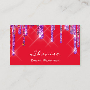 Tarjeta De Visita Boda de evento Planner Violet Drips Purple Red