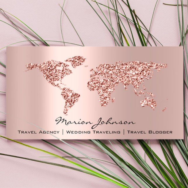Tarjeta De Visita Boda de Finanzas de Inversiones Rosa del Mundo Via (Investments Finance Wedding Traveling World Rose Business Card)