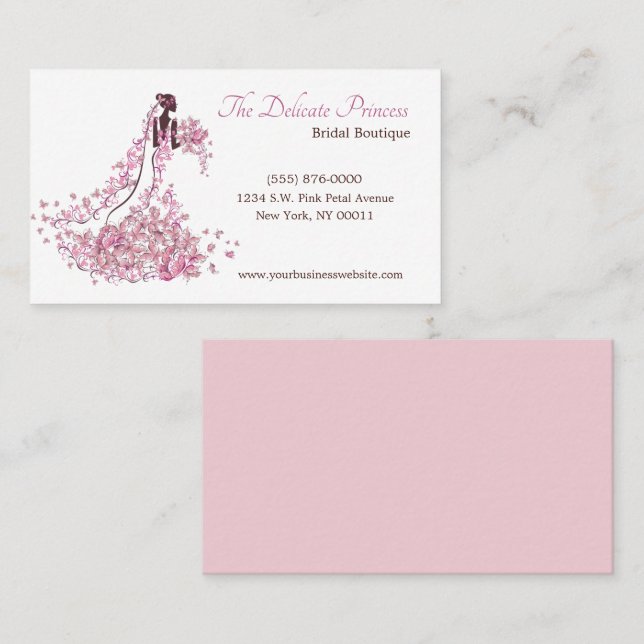 Tarjeta De Visita Boda de Flores Rosa Vestido Bridal Boutique (Anverso / Reverso)
