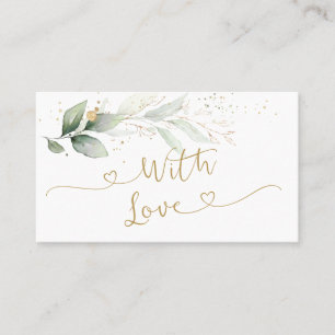 Tarjeta De Visita Boda de Foliage de oro verde acuarela Gracias