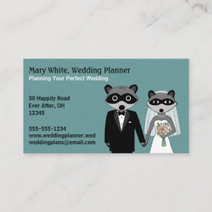 Tarjeta De Visita Boda de Mapaches - Novia y Novio