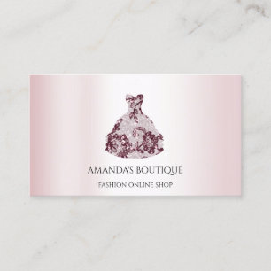 Tarjeta De Visita Boda de moda con logotipo de vestir blanco Borgoñ
