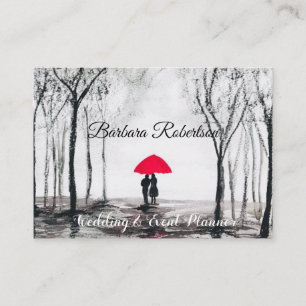 Tarjeta De Visita Boda de moda de moda Red Umbrella Love pareja