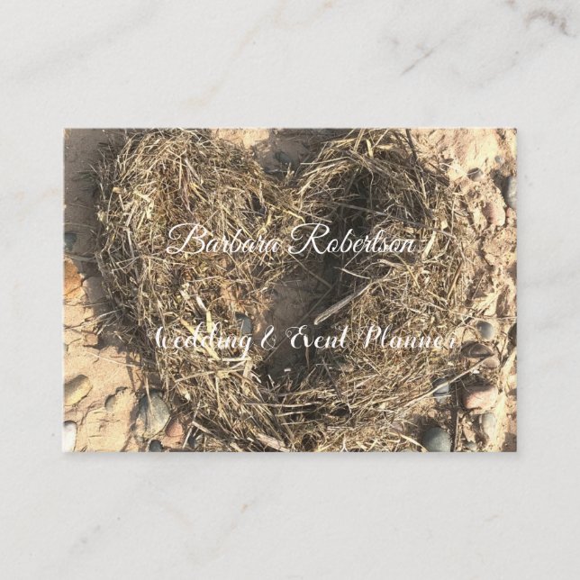 Tarjeta De Visita Boda de moda Rustic Coastal Beach Heart (Anverso)