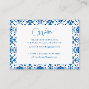 Tarjeta De Visita Boda de mosaico azul moderno de verano mediterráne