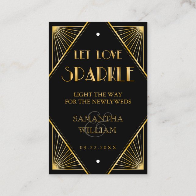 Tarjeta De Visita Boda de oro de estilo Art Deco de época (Anverso)