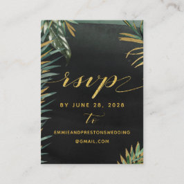 Tarjeta De Visita Boda de palmas tropicales en línea RSVP y detalles