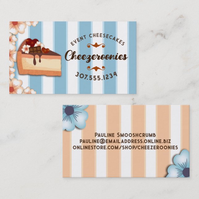 Tarjeta De Visita Boda de panadería de chocolate con queso y pastele (Anverso / Reverso)