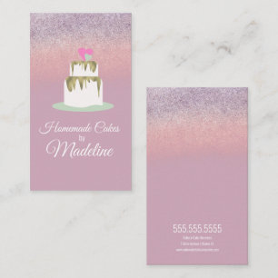 Tarjeta De Visita Boda de Relieve metalizado purpurina Cake Tier Bak
