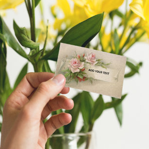 Tarjeta De Visita Boda de rosas rosadas Vintage Planeador de eventos