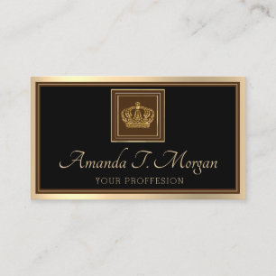 Tarjeta De Visita Boda del evento real marco de la corona dorada neg
