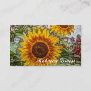 Tarjeta De Visita boda del girasol del amarillo del país occidental
