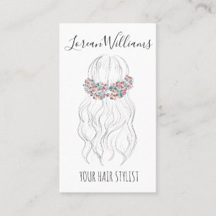 Tarjeta De Visita Boda del pelo Boho Hairdresser Floral Romantic QR
