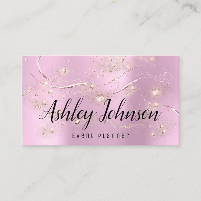 Tarjeta De Visita Boda del planificador de eventos Bridal Pink Rose  (Anverso)