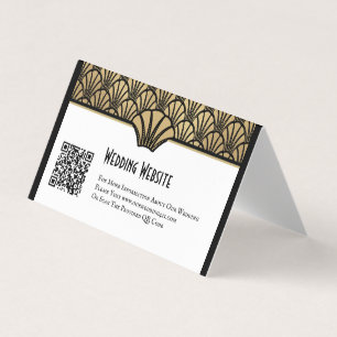 Tarjeta De Visita Boda del sitio web Gold Black Art Deco QR Code