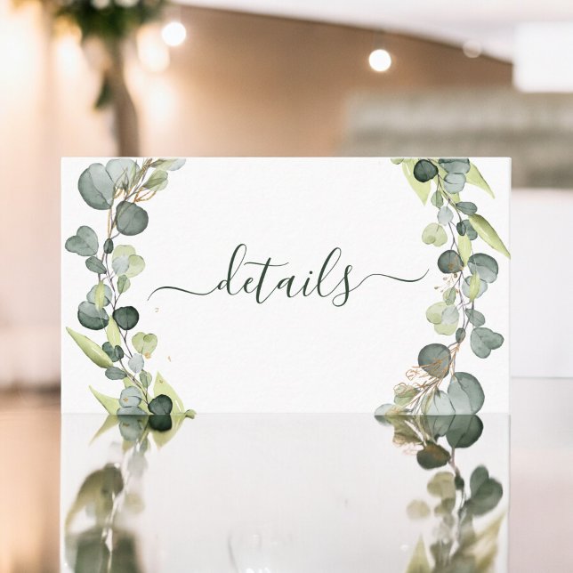 Tarjeta De Visita Boda Detalles Eucalyptus Greenery Succulent (Subido por el creador)