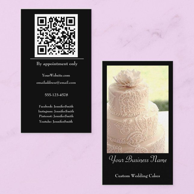 Tarjeta De Visita Boda Diseñador de pasteles Chef Elegante Personali (Subido por el creador)