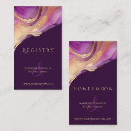 Tarjeta De Visita Boda elegante de color púrpura y dorado