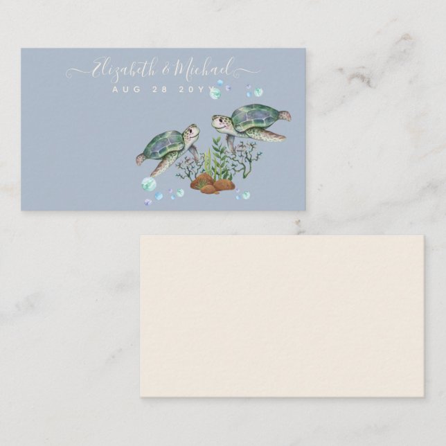 Tarjeta De Visita Boda en la playa de las tortugas marinas (Anverso / Reverso)