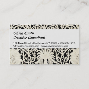 Tarjeta De Visita Boda Encaje Antiguo Lino Blanco Clásico Bonito