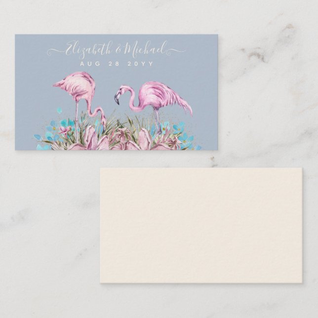 Tarjeta De Visita Boda Flamingos Tropical (Anverso / Reverso)