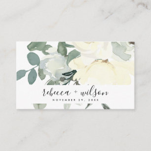 TARJETA DE VISITA BODA FLORAL DE AQUA BLANCA DE MARFIL BLANCO BLANCO