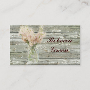 Tarjeta De Visita boda floral del tarro de albañil del país rústico