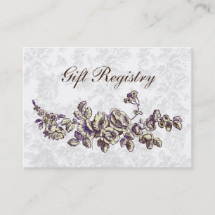 Tarjeta De Visita Boda floral marfil-morado vintage