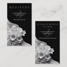 Tarjeta De Visita Boda floral moderno negro y blanco