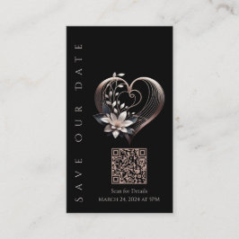 Tarjeta De Visita Boda Guardar el código Date-QR-Corazón rosado