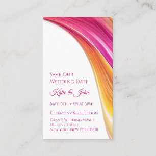 Tarjeta De Visita Boda Guardar nuestra fecha - Naranja rosa moderno 