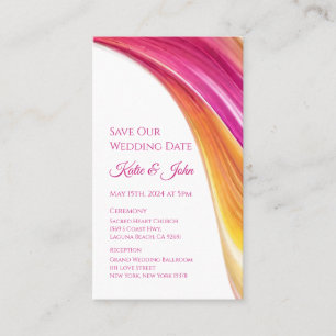 Tarjeta De Visita Boda Guardar nuestra fecha - Naranja rosa moderno 