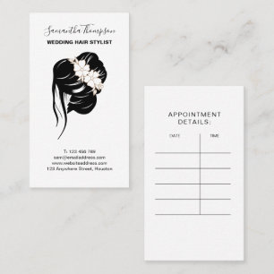 Tarjeta De Visita Boda Hair Stylist Hair Graphic Black White