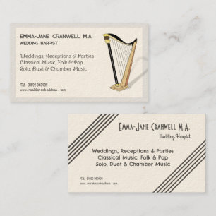 Tarjeta De Visita Boda Harp Player Harpist Músico personalizado