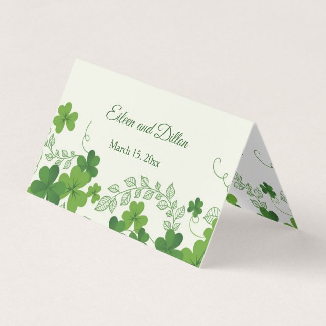 Tarjeta De Visita Boda irlandés Shamrock gracias (Anverso)