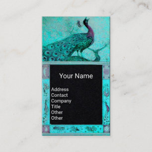 Tarjeta De Visita BODA LOVE PEACOCK MONOGRAM Papel negro azul