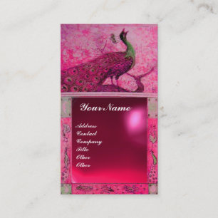 Tarjeta De Visita BODA LOVE PEACOCK MONOGRAM rubí rojo rosado