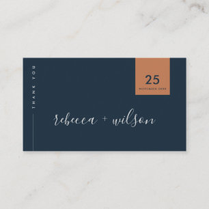 Tarjeta De Visita Boda MÍNIMO DE SCANDI CLEAN NAVY RUST GRACIAS