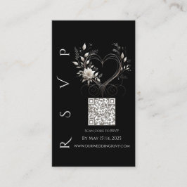 Tarjeta De Visita Boda moderna RSVP QR código-Flores blancas