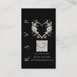 Tarjeta De Visita Boda moderna RSVP QR código-Flores blancas