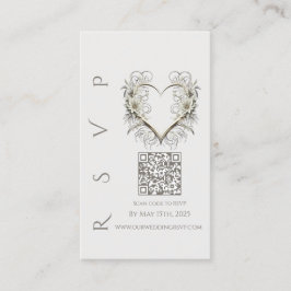 Tarjeta De Visita Boda moderna RSVP QR código-Flores modernas
