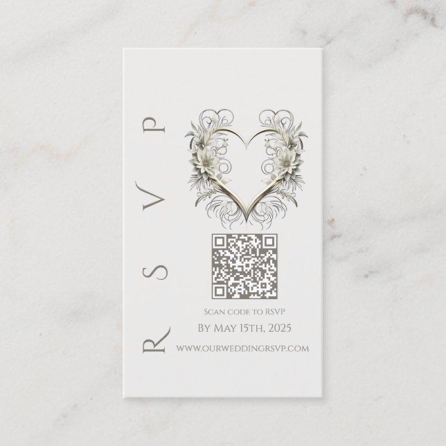 Tarjeta De Visita Boda moderna RSVP QR código-Flores modernas (Anverso)