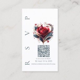 Tarjeta De Visita Boda moderna RSVP QR código-Rosa en forma de coraz