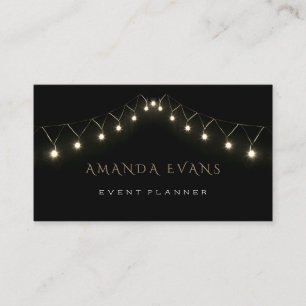 Tarjeta De Visita Boda Organizador de eventos Sparkly Black White Li